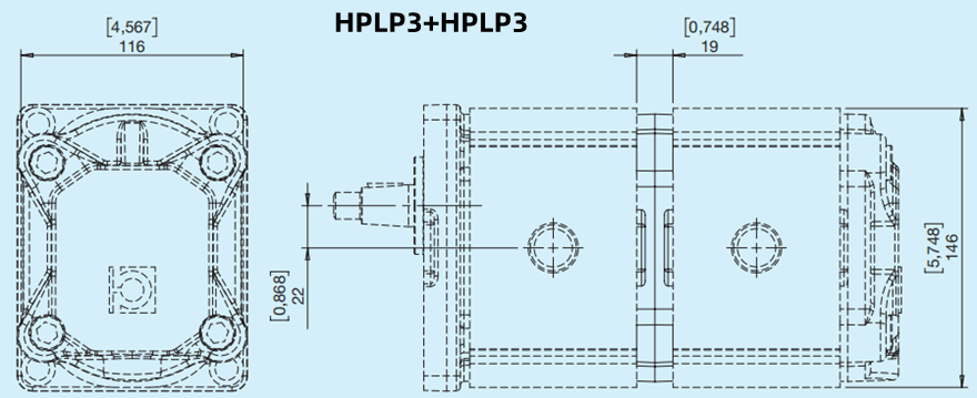 Bondioli&Pavesi邦貝HPLP3+HPLP3多級齒輪泵尺寸