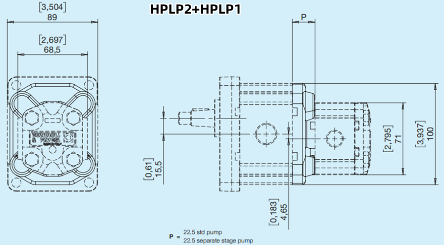 Bondioli&Pavesi邦貝HPLP2+HPLP1多級齒輪泵尺寸